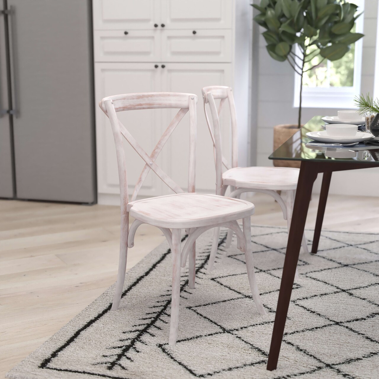 Merrick Lane Bardstown X-Back Bistro Style Wooden High Back Dining Chair